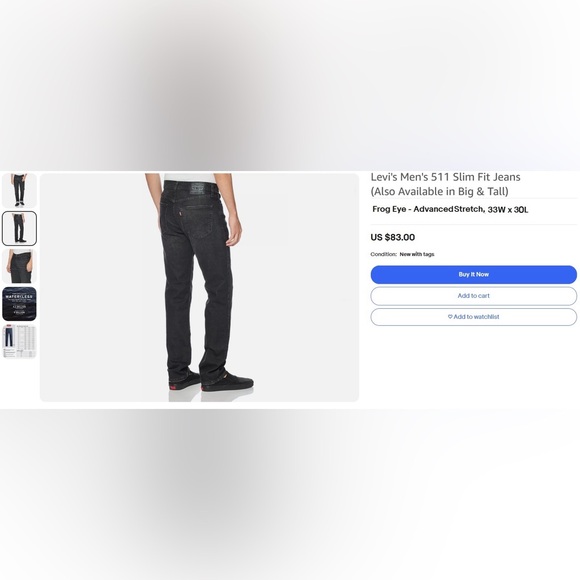 Levi's Jeans Levis Mens 51 Slim Fit Jeans Frog Eye Advanced